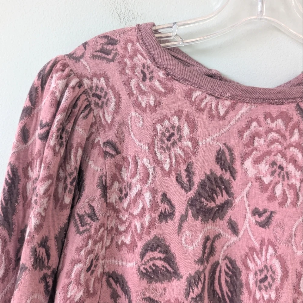 NWT Free People Jaquard Dusty Rose Floral Print Open Back Top - Picture 8 of 16